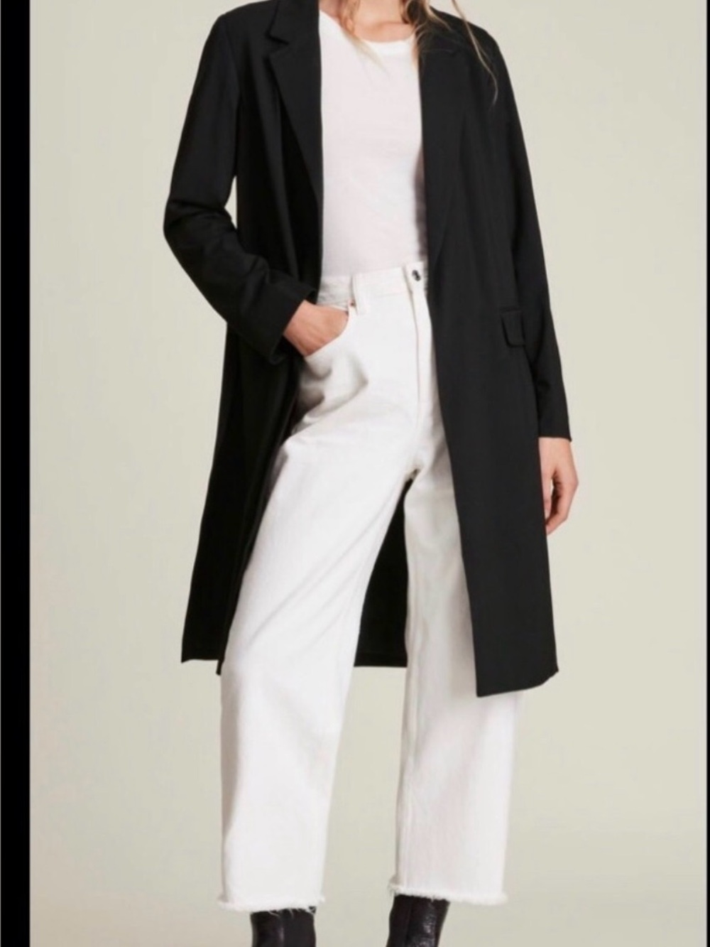 ALLSAINTS sz 8 Aleida Duster Jacket Coat Black Blazer Open Front - Picture 2 of 10